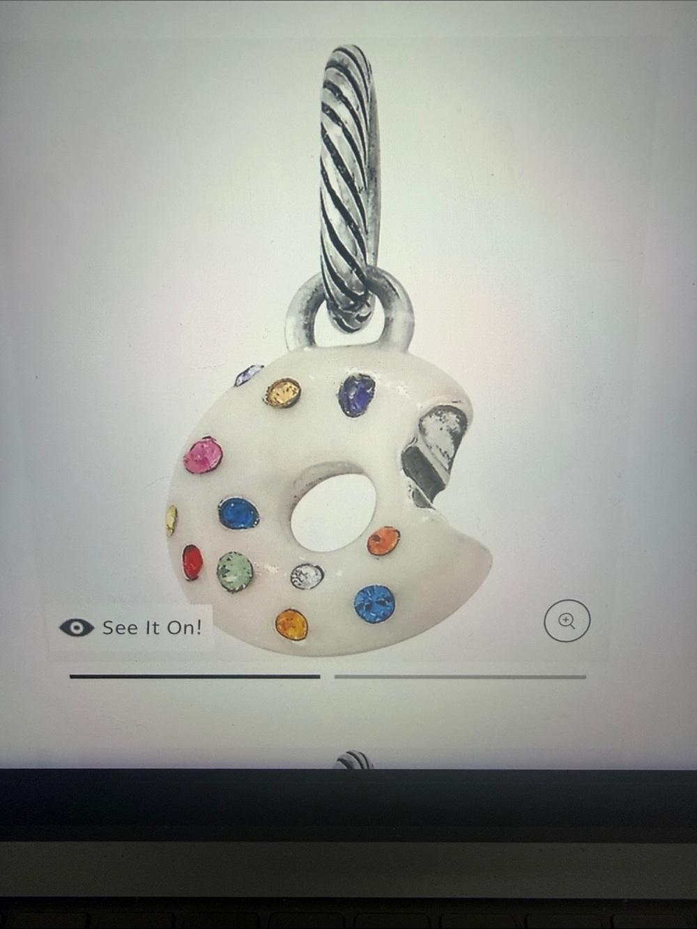 🍩🆕 Brighton Silver-Tone Donut Charm with Multicolor Stones